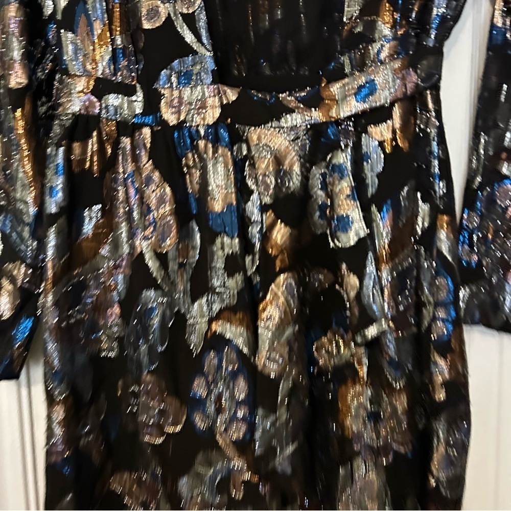 Ramy Brook Womens Jacquard Mini Dress Metallic Floral - Medium Shaina Dresz - Picture 4 of 15